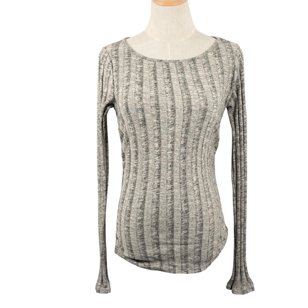 Project Social T Sanna Boat Neck Sweater Rib Long Sleeve Marled Lettuce Edge S